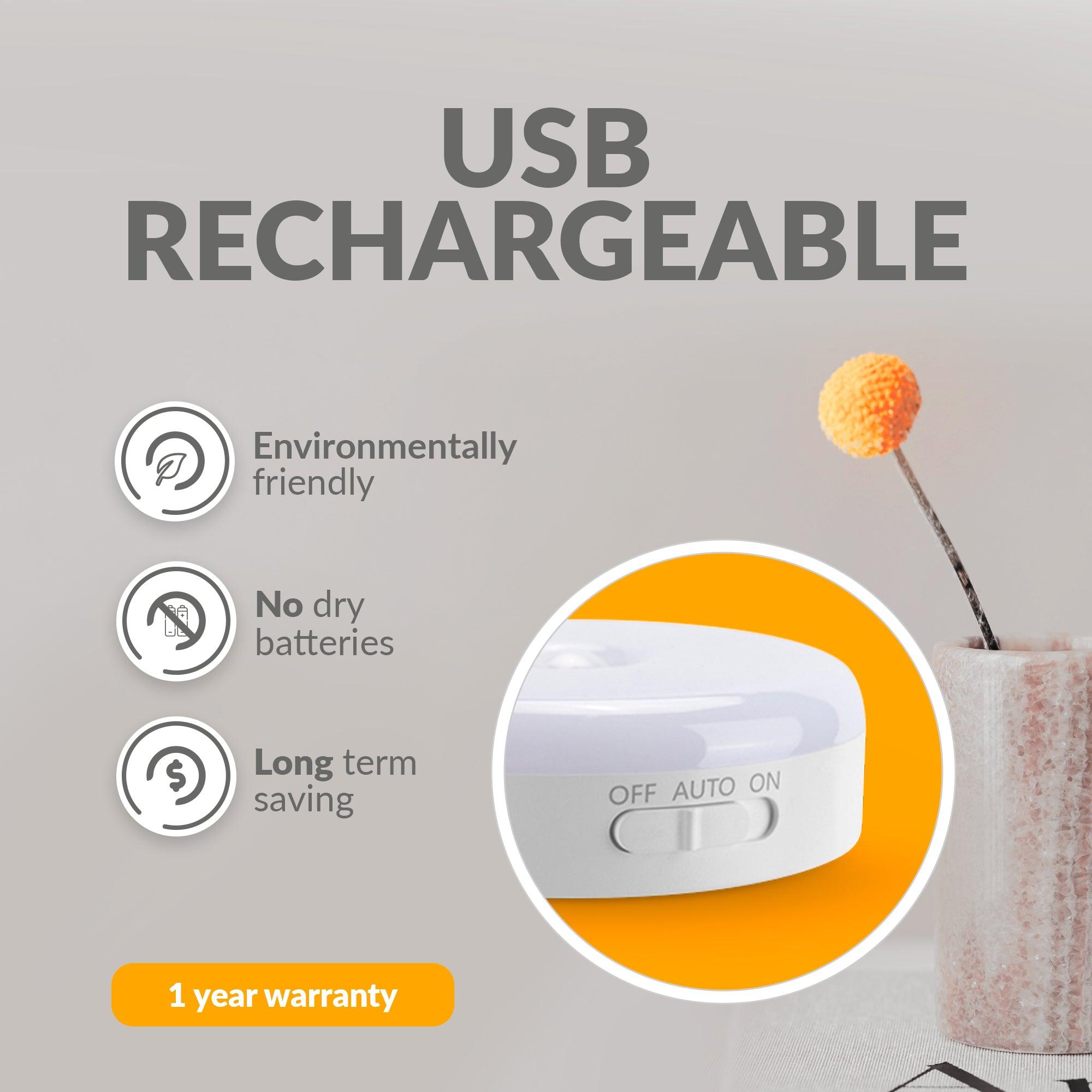 Momo Lifestyle Motion Sensor Night Light Automatic USB Rechargeable Battery Warm Yellow 3.7V