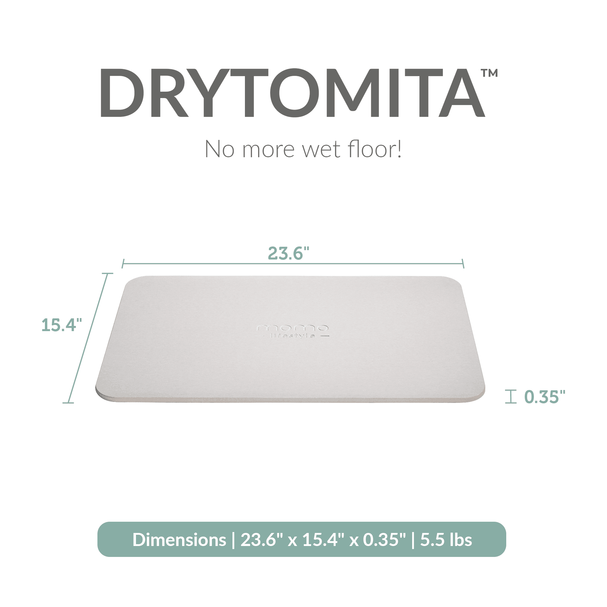 Momo Lifestyle Stone Bath Mat Drytomita Technology Diatomaceous Earth Bath Mat, Non-Slip Super Absorbent Quick Drying Shower Mat